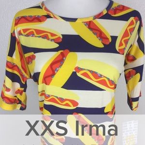 🇺🇸 LULAROE IRMA TUNIC AMERICANA HOTDOGS STARS